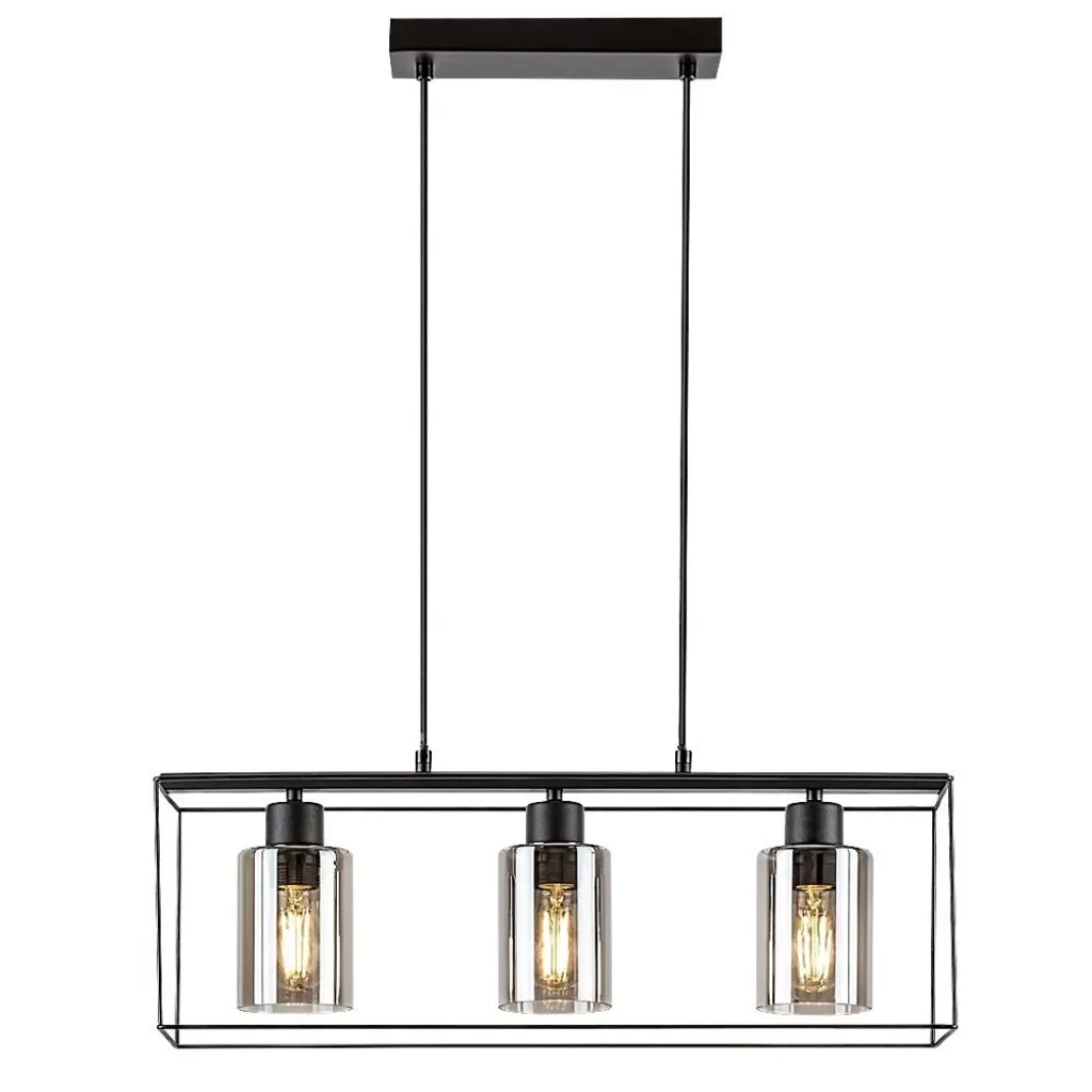 Luminaire de plafond pour îlot de cuisine - Chadwick 3 lampes E27 noir