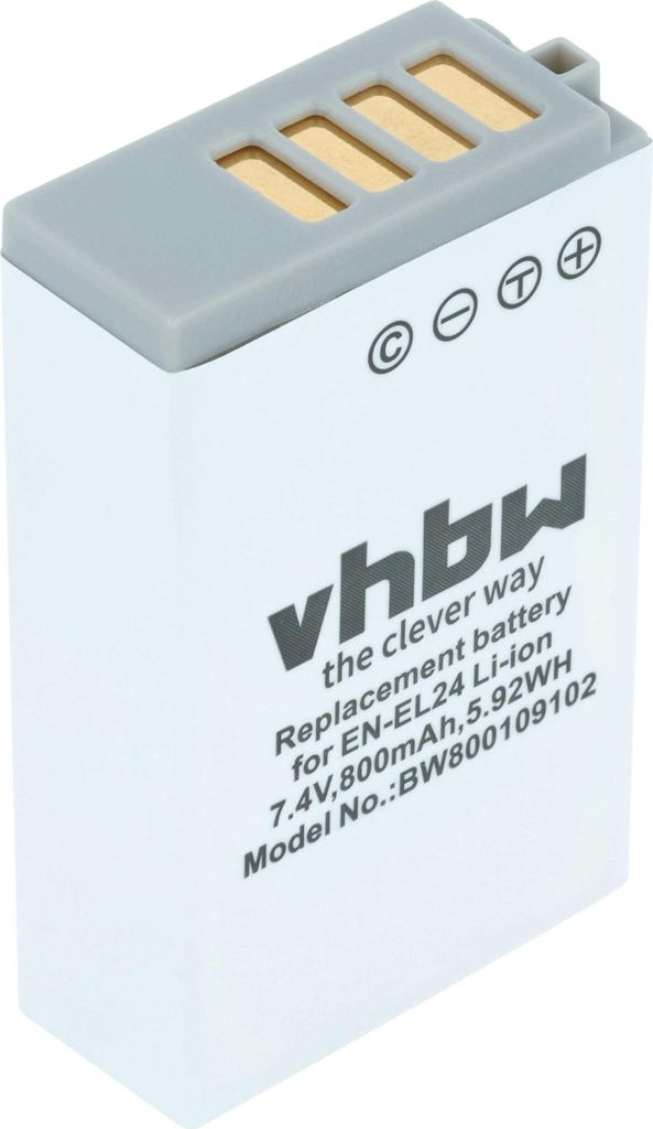 vhbw Akku Ersatz für Nikon VFB11901, EN-EL24 für Kamera (800 mAh, 7,2 V, Li-Ion)