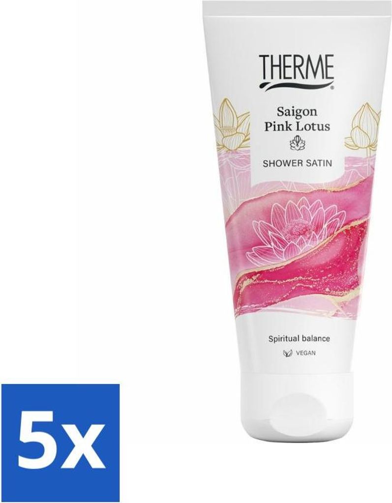 Therme – Saigon Pink Lotus – Satindusche – Erfrischend – Pflegend – 200 ml - Vorteilspack - 5 Stücke