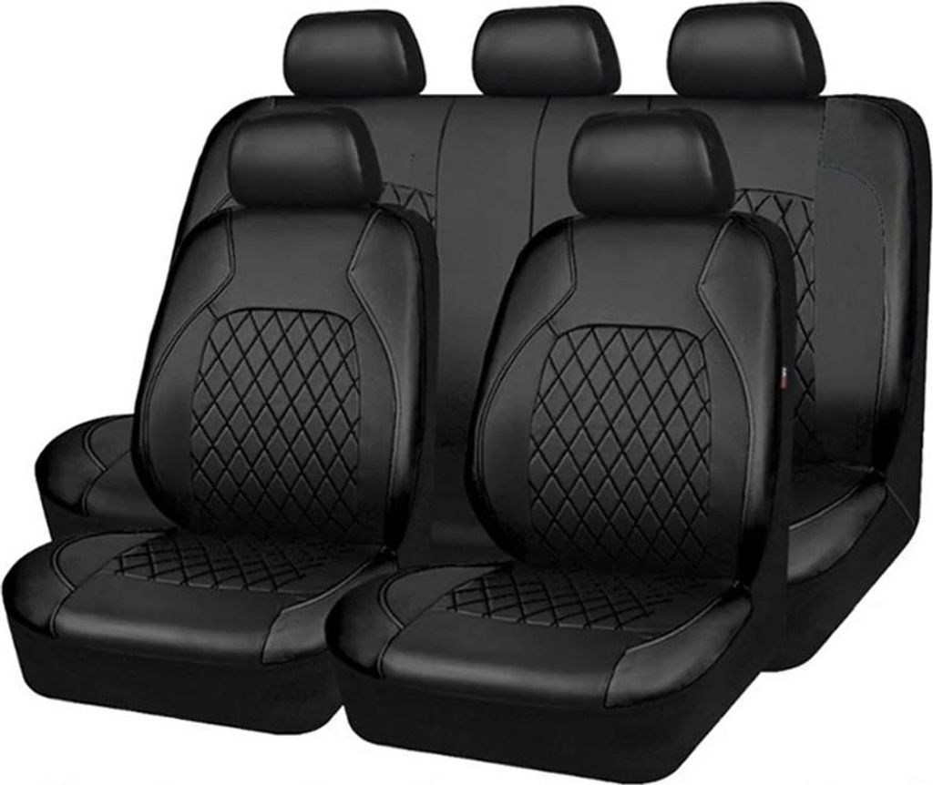 9 Stück Autositzabdeckung Kunstleder Universal Sitzschoner Komplettset Autoinnenausstattung für Auto SUV Fahrzeug