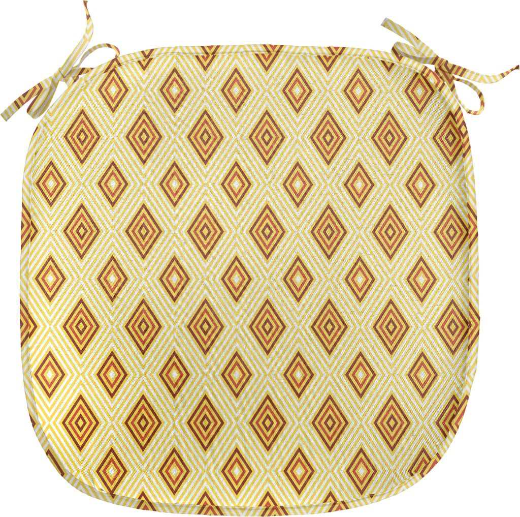 ABAKUHAUS Retro Polster für Esszimmerstühle, Altertümlich Rhombus, Dekoratives wasserfestes Kissen mit Riemen für Küchensitze, 40 cm x 40 cm, ...