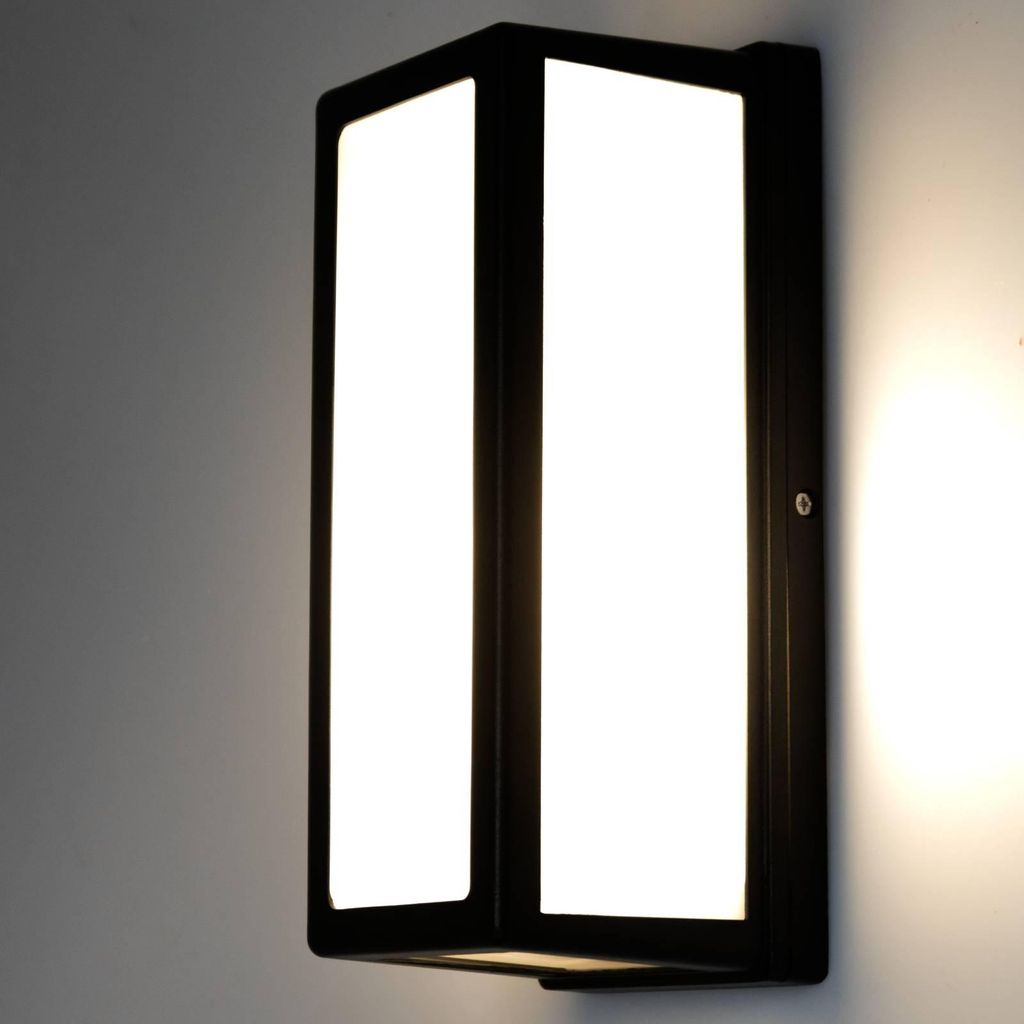 LUMILED Außenwandleuchte Wandlampe Außenleuchte Außenbeleuchtung Wandleuchter Gartenleuchte Terrasse IP44 schwarz weiß rechteckig spritzwasserd...