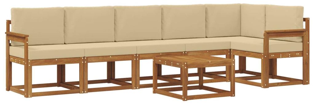 vidaXL Outdoor-Sofagarnitur mit Kissen 7 pcs Natur und Beige