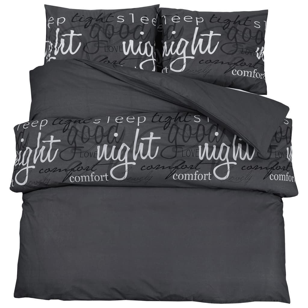 vidaXL Bettwäsche-Set Schwarz 200x200 cm Baumwolle Produktbild 