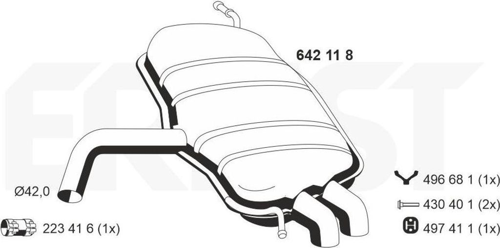 ERNST 642118 Endschalldämpfer für SEAT Toledo III (5P2) Auspuff