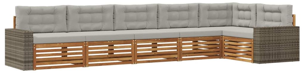 vidaXL Outdoor-Sofagarnitur 6 pcs Natürlich und Hellgrau
