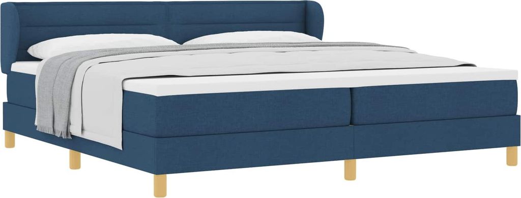 vidaXL Boxspringbett mit Matratze mit Kopfteil Blau 200 x 200 cm Stoff