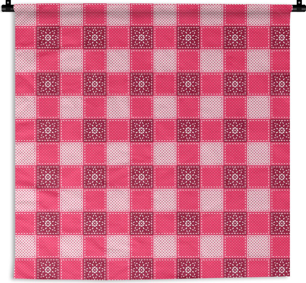 MuchoWow Wandteppich Wandbehang Rosa - Muster - Blumen 150x150 cm Tapisserie Dekoration Wandtuch - Wohnaccessoires - Modernes