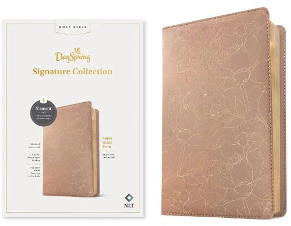 Bible NLT Super Giant Print Filament Édition Simili Cuir Blush Floral