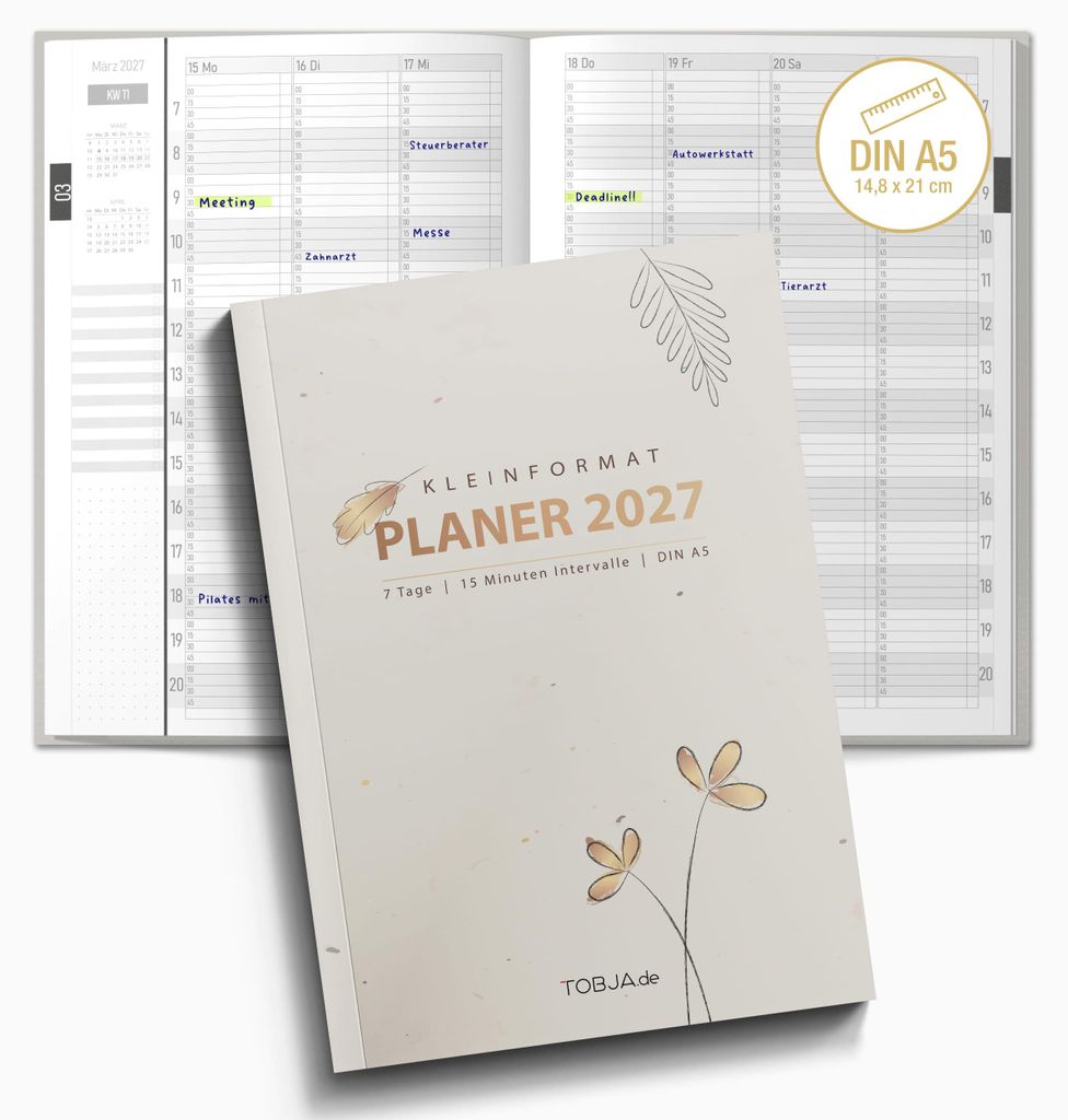 Praxisplaner 2027 A5 Flora Terminplaner Friseur Salon Kosmetikstudio 15 Min Takt1 Wo 2 Seiten