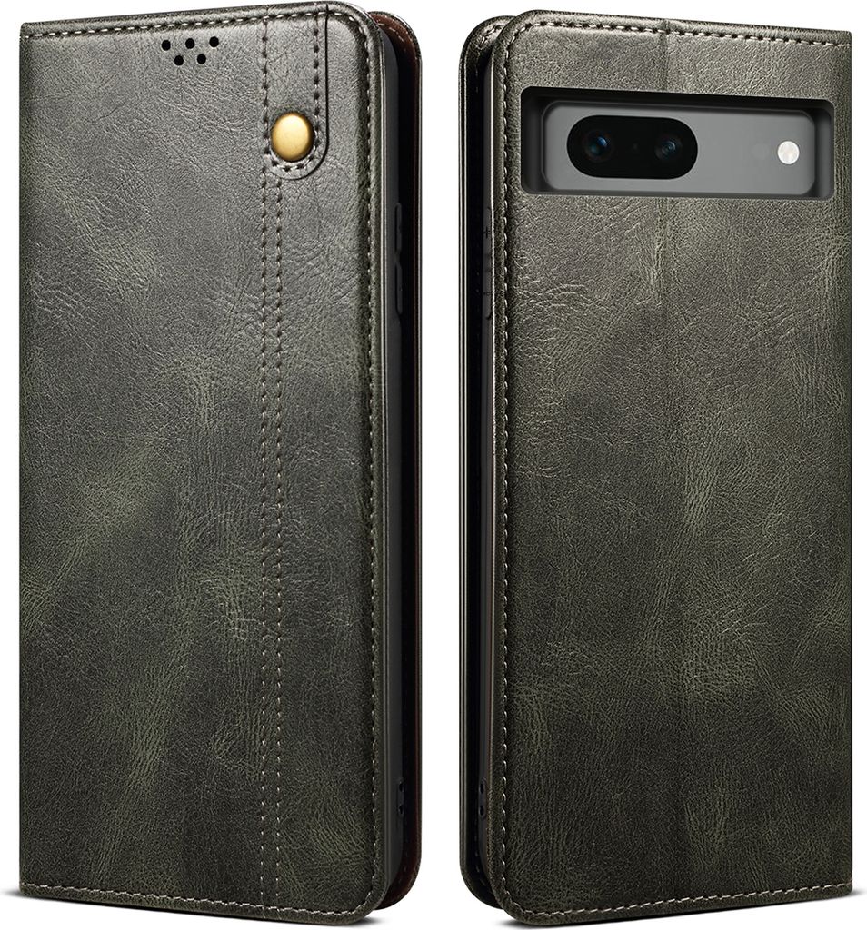 Google Pixel 7A Hülle, Leder Flip Brieftasche Schutzhülle mit Standfunktion für Google Pixel 7A Grün