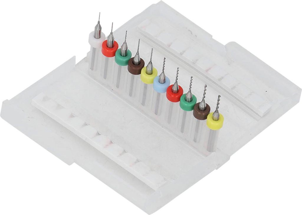 10-teiliges Spiralbohrer-Set, 1/8"-Schaft, Wolframstahl, hohe Abriebfestigkeit, hohe Härte, Bohrer 0,3–1,2 mm