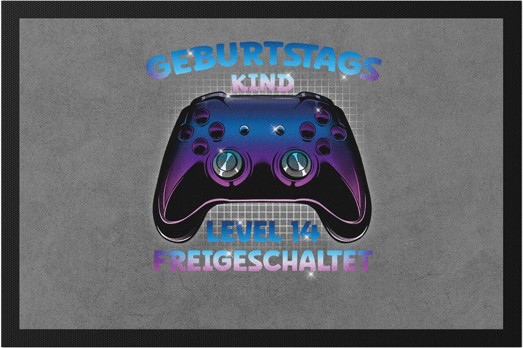 Geburtstagskind Level 14 Freigeschaltet Fußmatte Happy Birthday Geburtstag Alles Gute Controller Konsole Gamer
