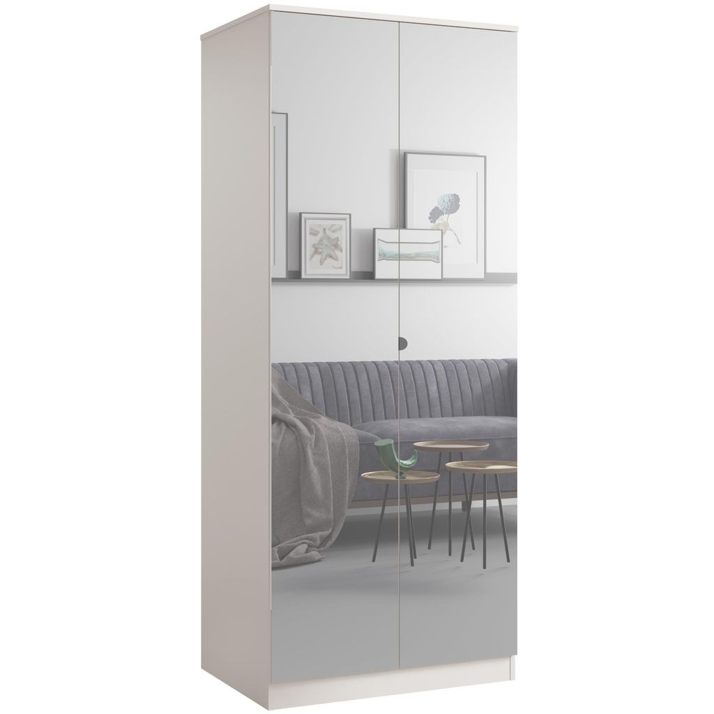 Drehtürenschrank mit Spiegel Monza 2D 80 Kaschmir