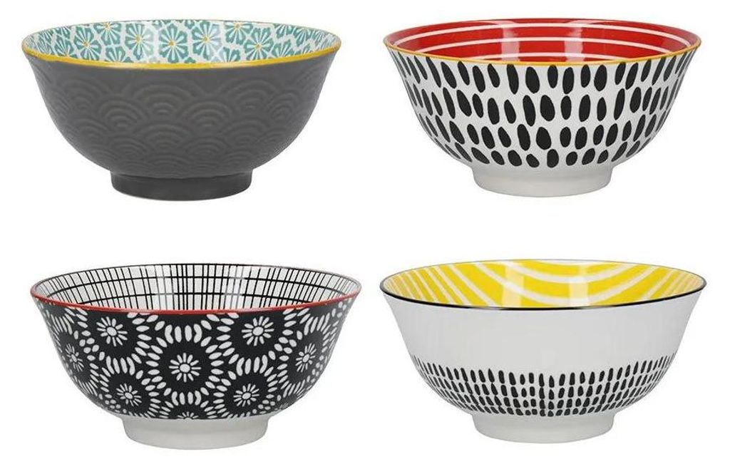Kitchencraft Set Mit 4 Schalen In Monochromen Designs Produktbild 