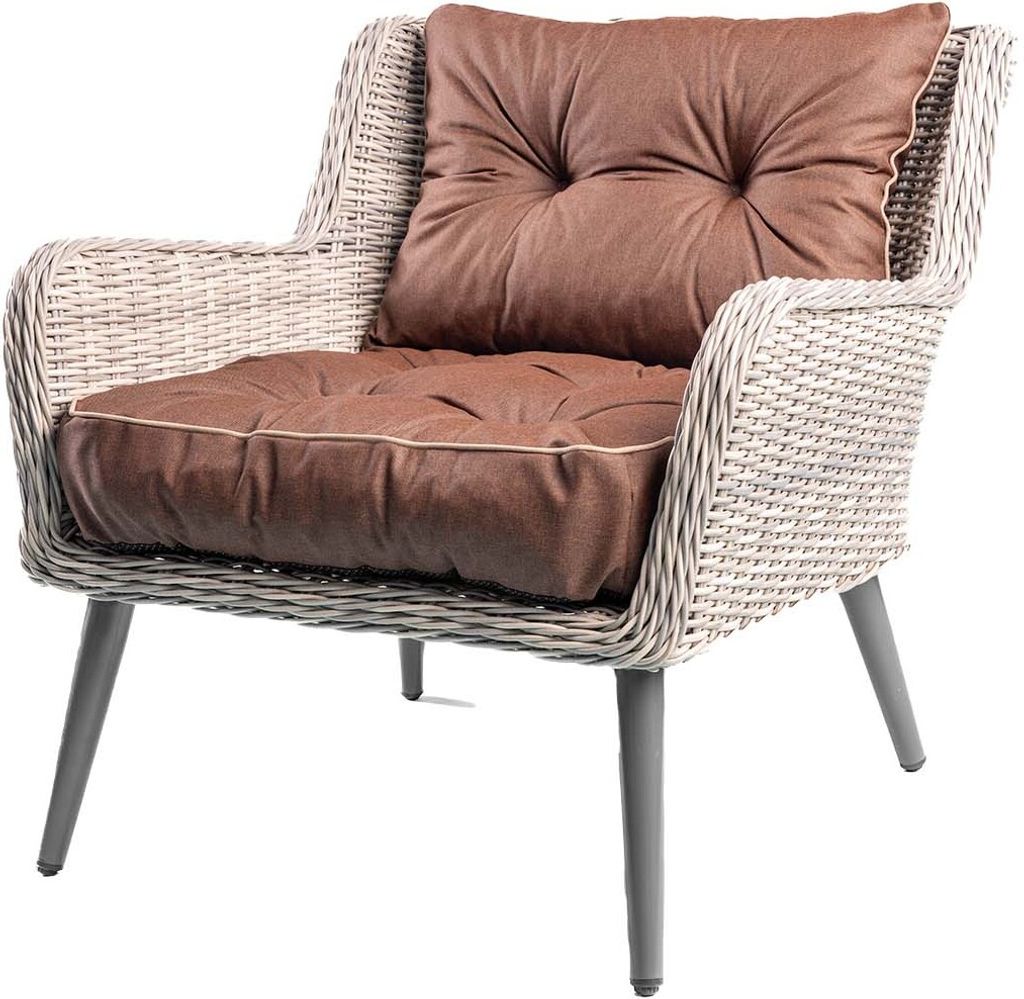TexDeko Loungekissen Gartenpolster Set mit Rückenkissen für Rattanmöbel Wasserabweisend 80x80x12cm + 80x40x12cm (Braun)