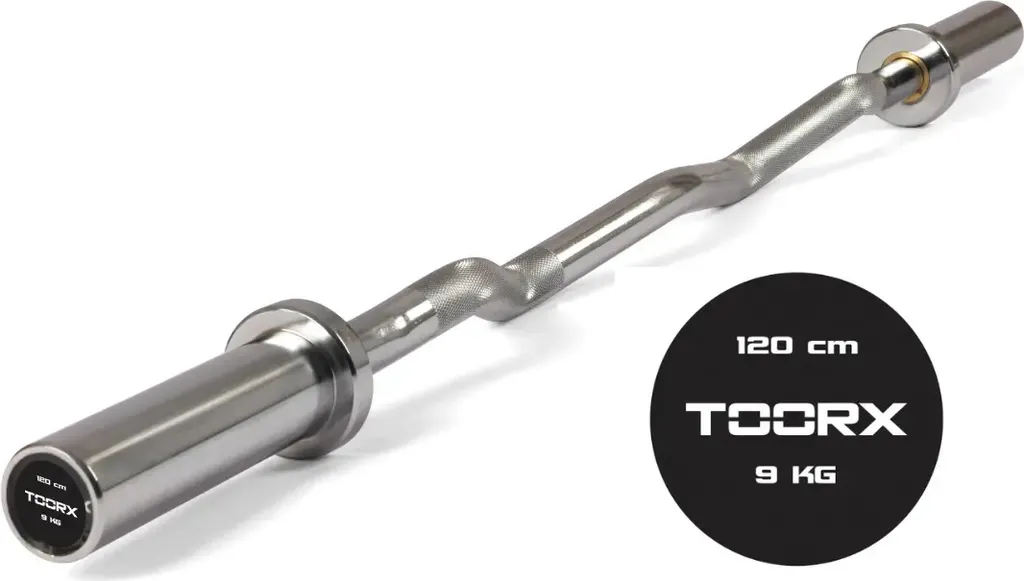 Barre de curling olympique EZ Toorx BCO-120 Chrome 120 cm pour musculation
