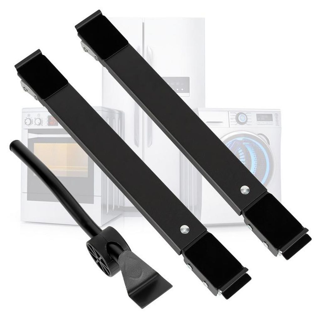 Aopunly Waschmaschinen Untergestell Schwarz mit Rollen, Verstellbar von 45 bis 70 cm, Trockner Kühlschrank Podest Sockel