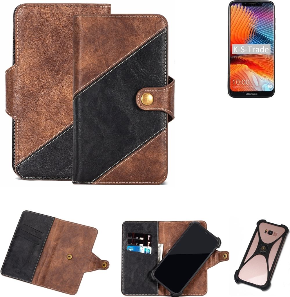 K-S-Trade Handy Hülle Schutz Hülle Schutzhülle Bookstyle Case kompatibel mit Doogee BL5500 Lite Handy Cover Hülle Schutztasche 1x