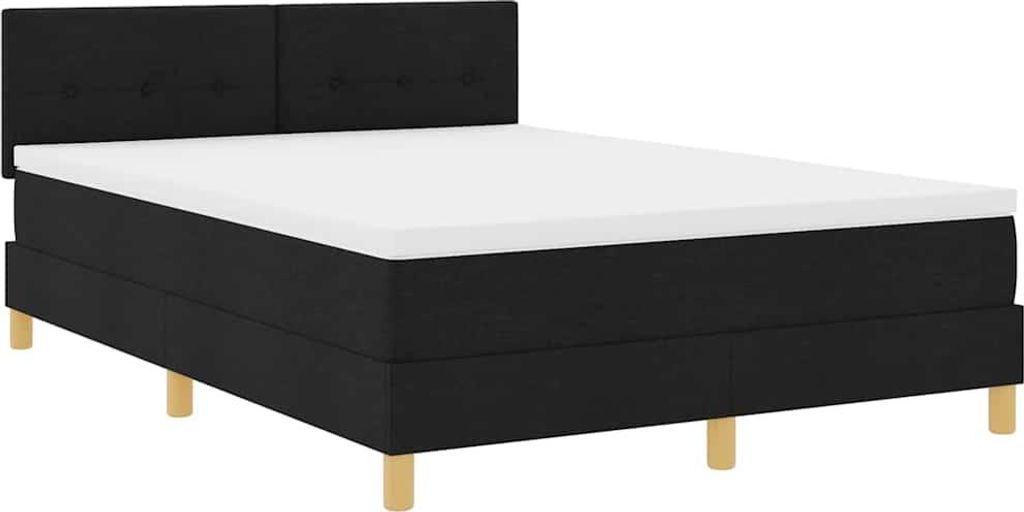 Best Möbel Boxspringbett mit Matratze - modernes Design - Schwarz 160x200 cm Stoff - Doppelbett A3342452