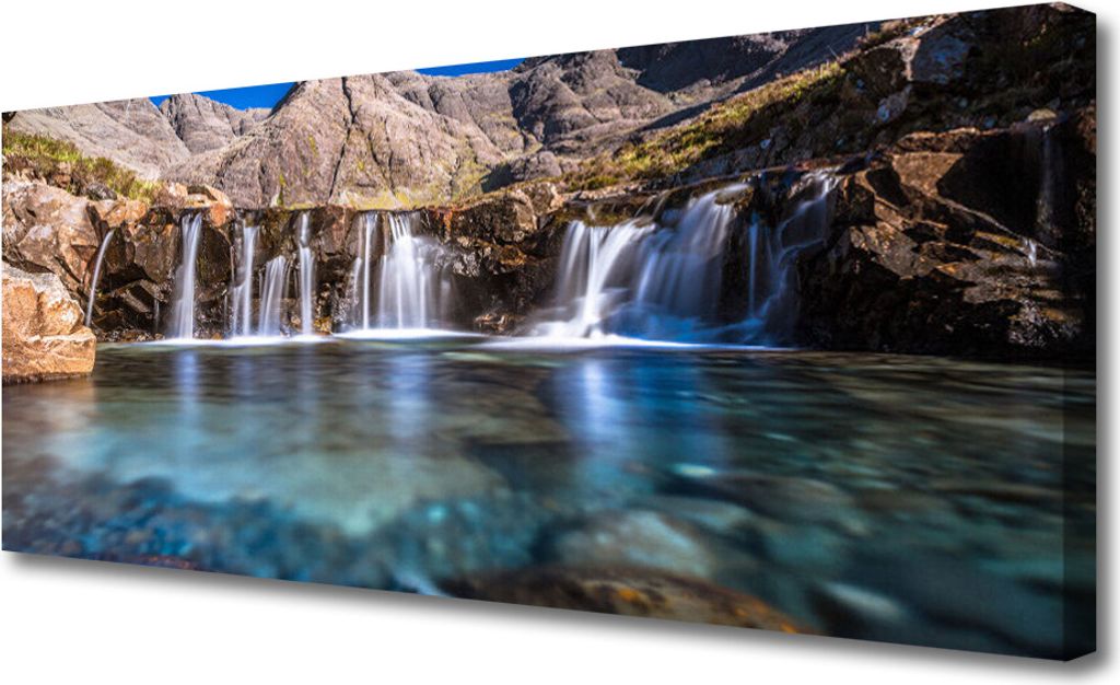 Tulup Leinwand-Bilder 125x50 Wandbild Canvas Kunstdruck Wasserfall Natur