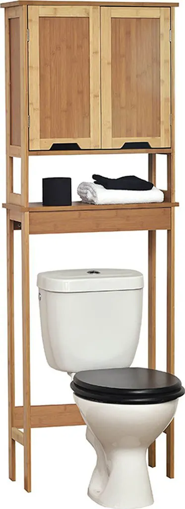 Meuble Machine à Laver Lamento en Bambou avec 3 Niveaux de Rangement