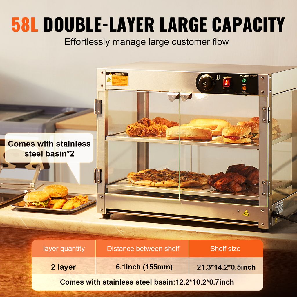 VEVOR Hot Dog Dampfgarer & Brötchenwärmer 27L Produktbild-Vorschau 3