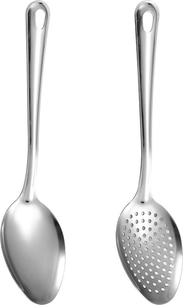 2-teiliges Schlitzlöffel-Set mit langem Griff, Servierlöffel aus Edelstahl, 10-Zoll-Massivlöffel und Schlitzlöffel, rostfrei, für die Küche u...