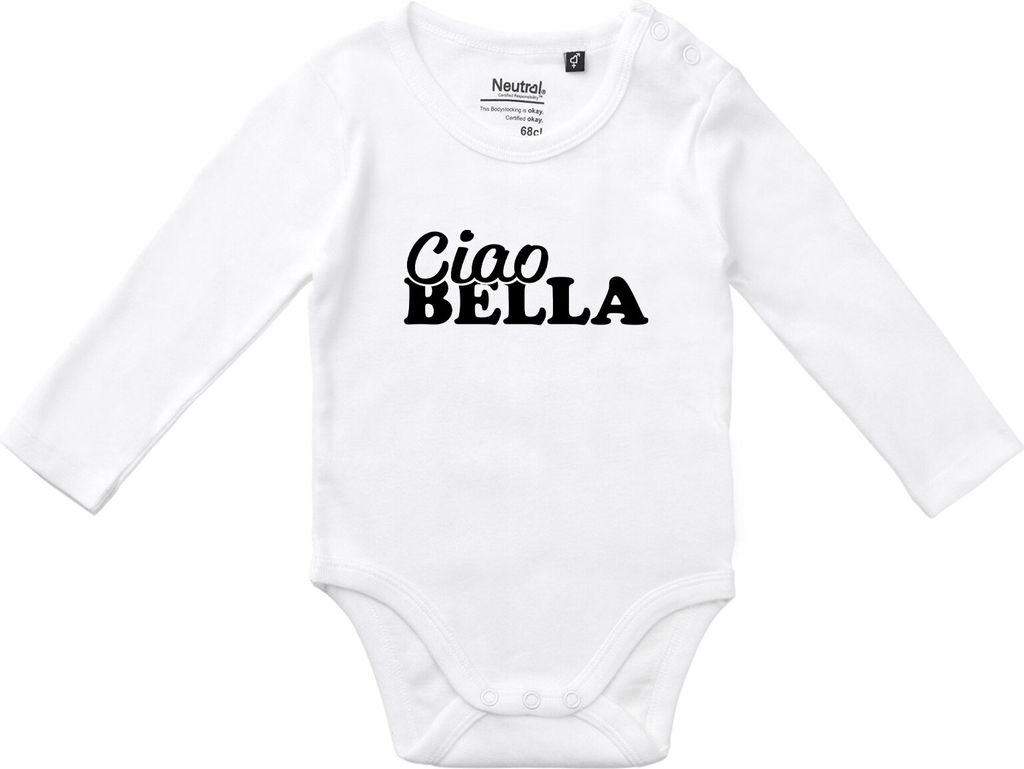 Huuraa Baby Body Ciao Bella Italien 74 White Baumwolle Fairtrade Langarmbody Geschenkidee