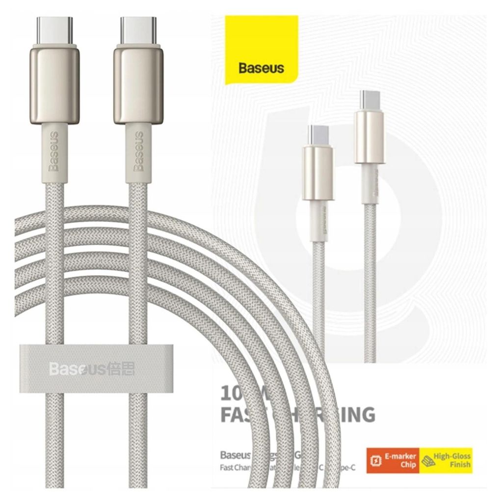 Câble Usb-C Do Usb-C Baseus Tungsten Gold, 100W, 2M (Złoty) Image du produit 