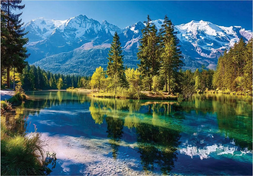 Fototapete Berge Landschaft See Natur - 300x210 cm - inklusive kleister - Vlies Tapete - Vliestapete Wohnzimmer Schlafzimmer Küche Modern Wandtapete