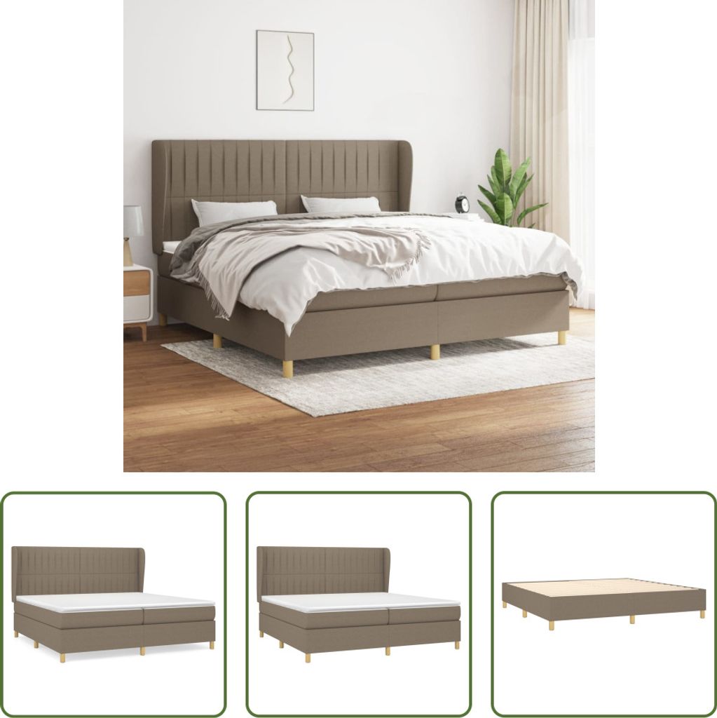 The Living Store Boxspringbett mit Matratze Taupe 200x200 cm Stoff