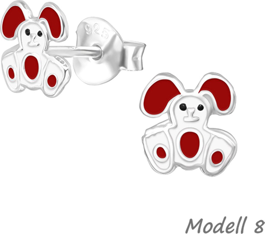 Ohrstecker Ostern: 925 Silber Kinder Ohrringe „Kaninchen / Hase / Osterhase“ Modell 8