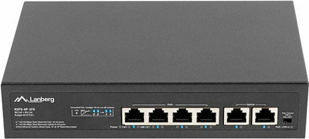 Lanberg Switch 4X 100MB DSP+/2X 100MB Rack 10/19" 60W Produktbild 