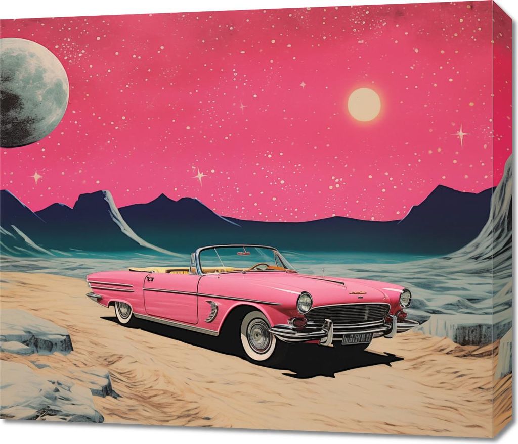 Bild 70x60cm Cabriolet Im Weltraum