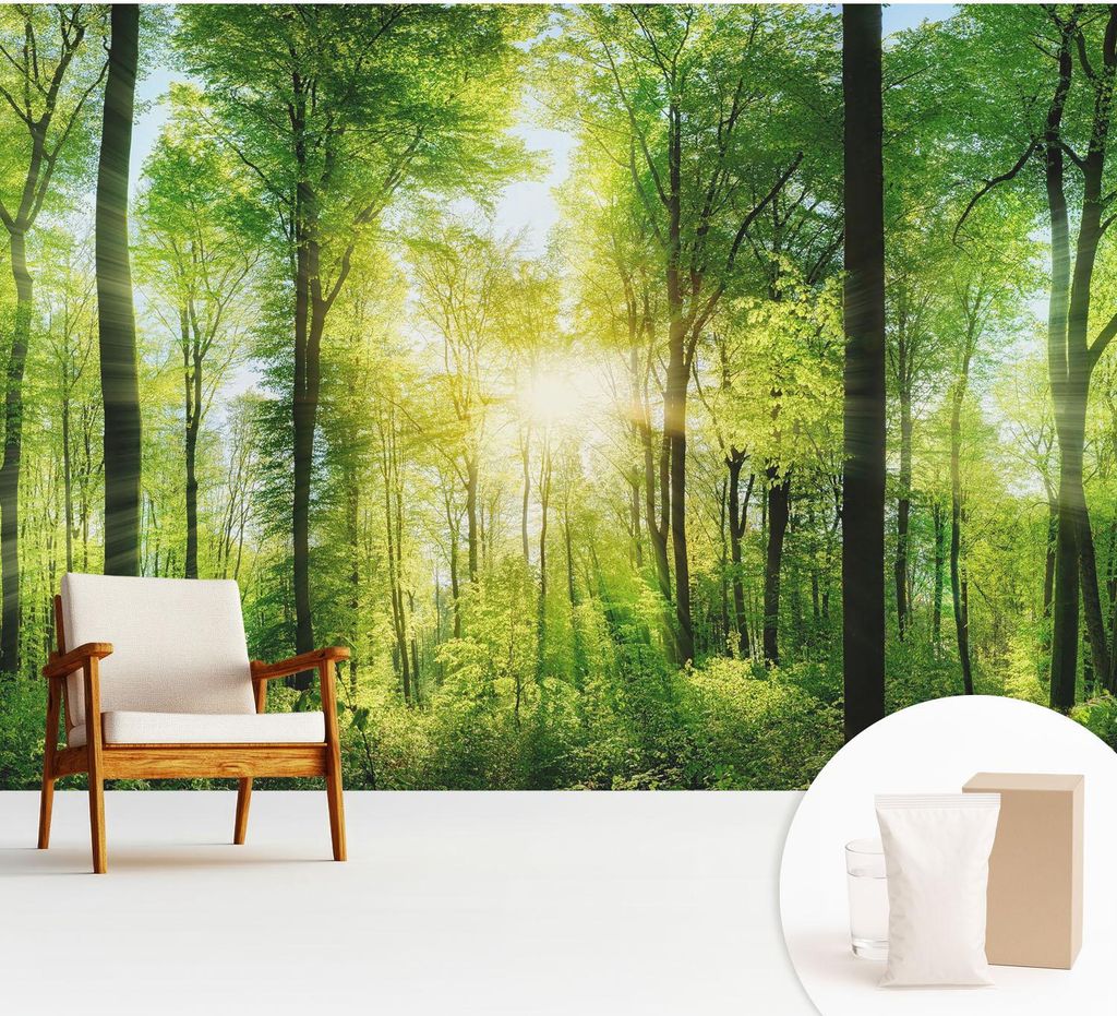 Fototapete - 312x219 cm - Tapete - Wandtapete - Wandbilder - Dekofolie - Tapete Folie - Wand - Dekoration - Wohnzimmer - Harmonie des Waldes