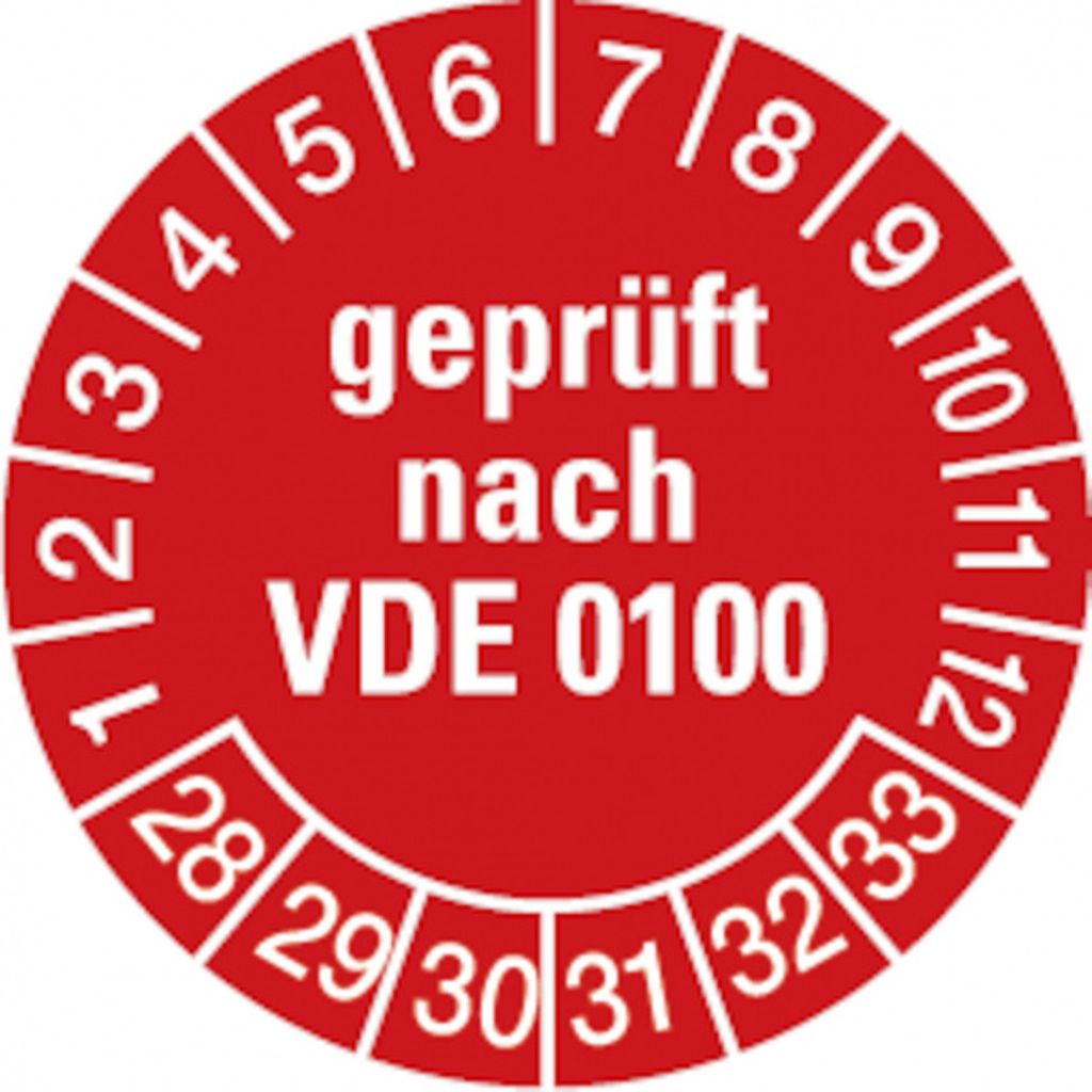 Dreifke Aufkleber | Etikett nach VDE 0100 ab 28 rot/weiß - 30 mm Fol...