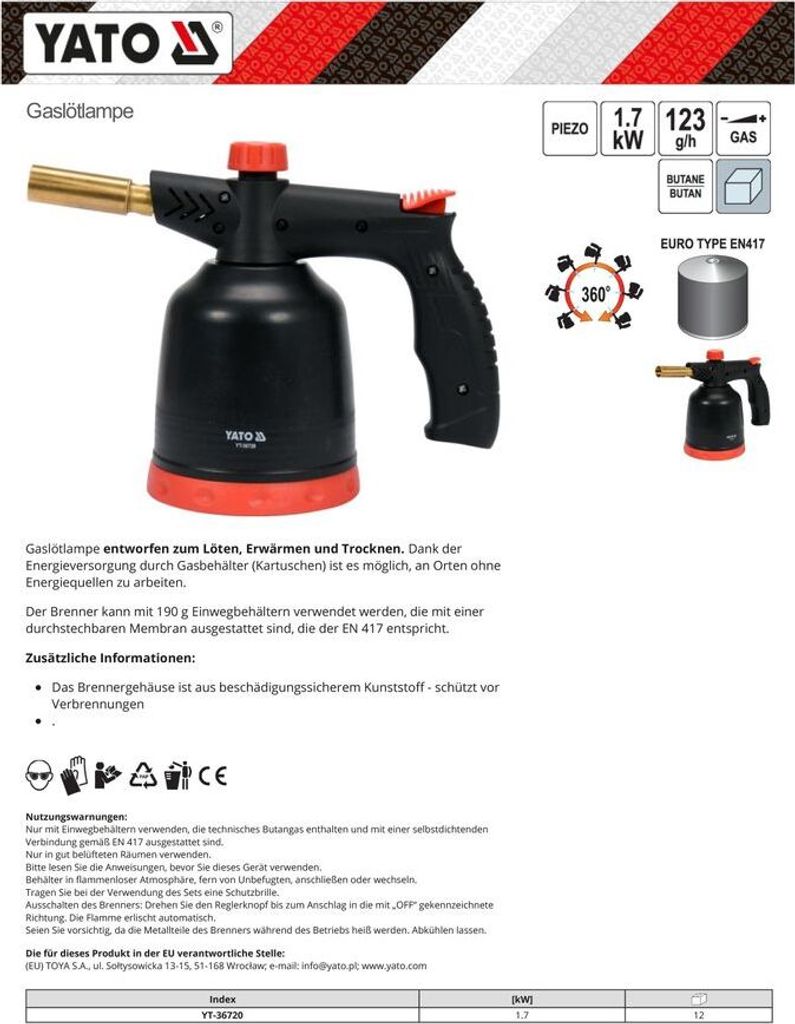 Lötlampe Bunsenbrenner Brenner Lötbrenner Gasbrenner Produktbild 5