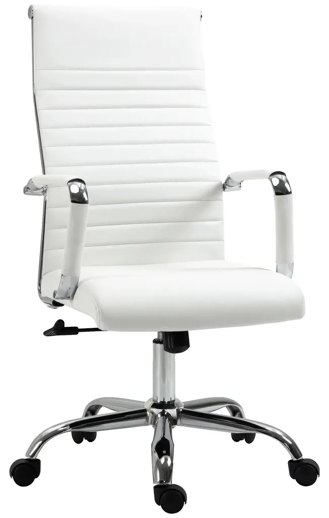 Fauteuil de bureau blanc pivotant et réglable pour ordinateur Zen