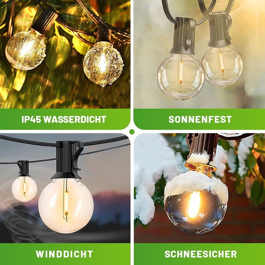 LED Lichterkette Außen-6.1M Lichterkette Strom mit 12 Produktbild 6