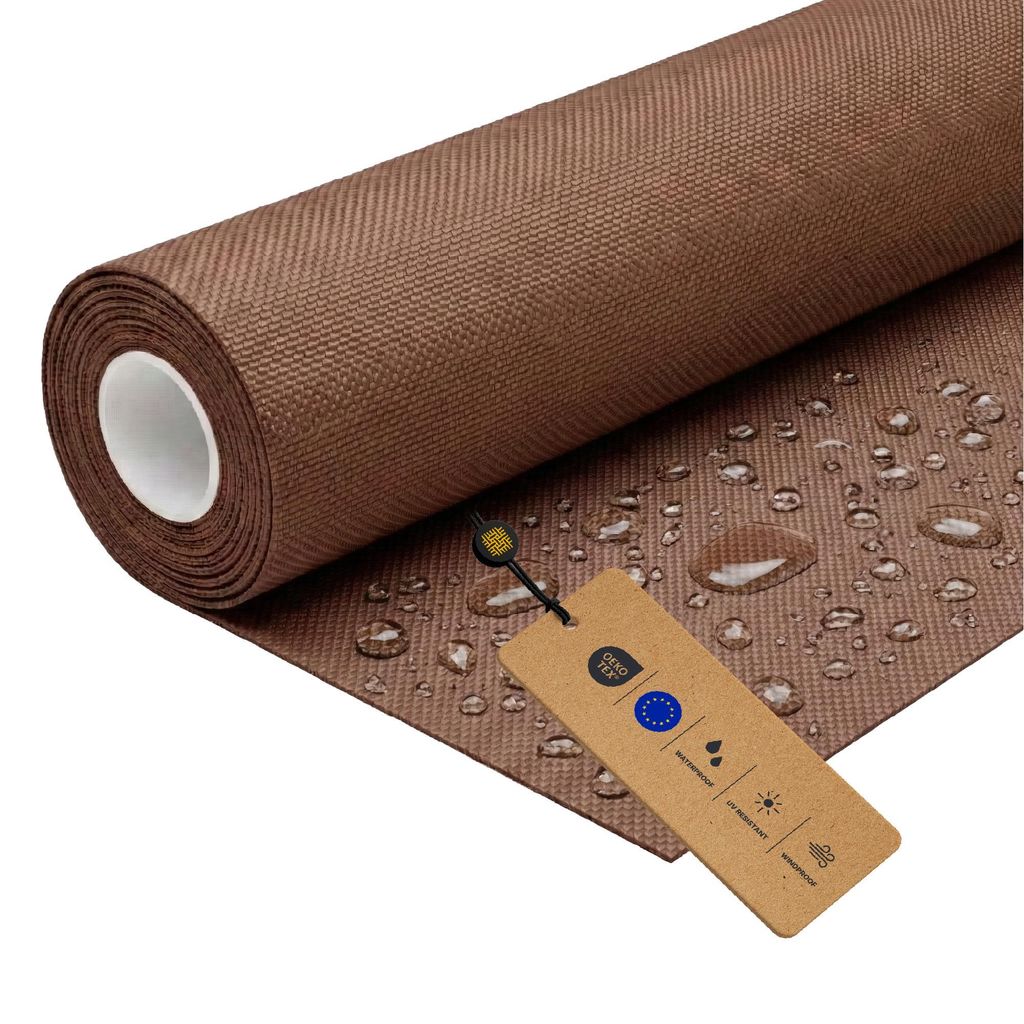LOMIQ Polyesterstoff Wasserdicht, 100x150 cm, Braun, 366 g/m2, Meterware Stoff Outdoor, Reißfest & Pflegeleicht, Material für Markisenstoff, Sege...