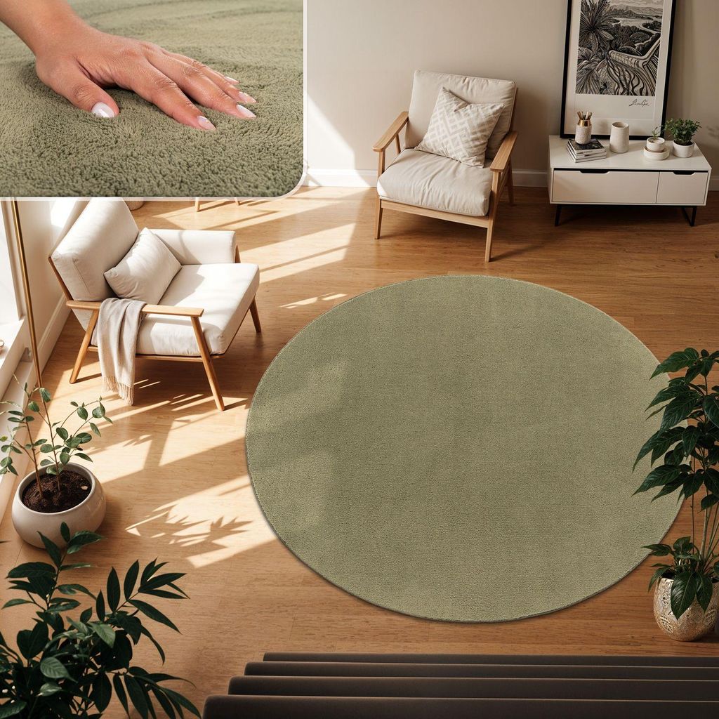 TT Home Wohnzimmer Teppich Kurzflor Anti-Rutsch Rückseite Produktbild 