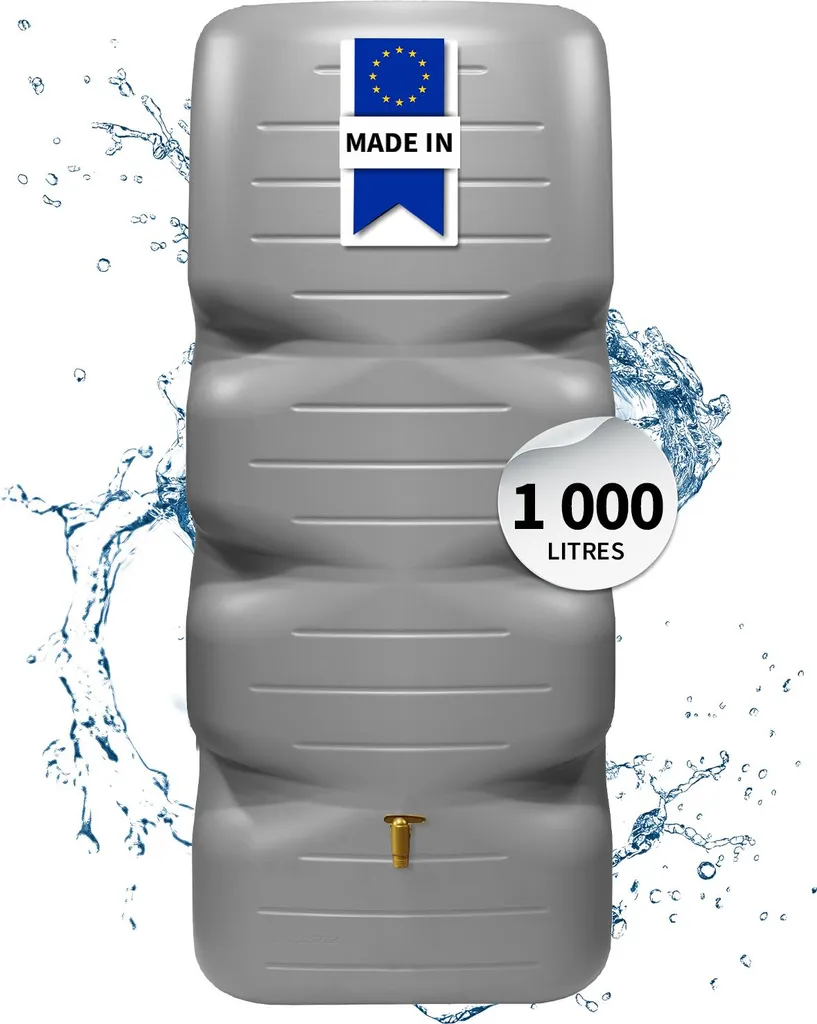 Réservoir d'eau de jardin 1000L CUBUS Gris Béton pour arrosage bio