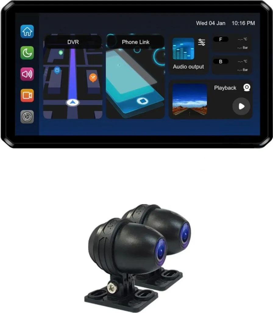Écran Moto CarPlay avec Caméras Dashcam AlienRider M2 Pro Étanche IP67 HD
