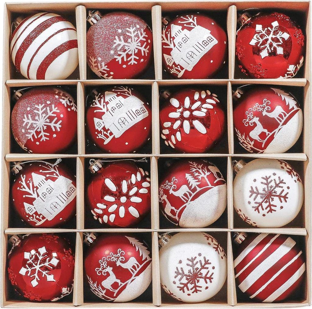 Valery Madelyn Weihnachtskugeln 16 Stücke 8CM Kunststoff Produktbild 