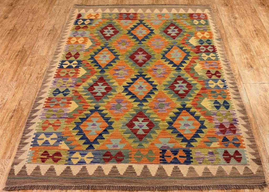 Teppich KELIM ORIGINAL | Farbe: Multi; Größe: 150x200 cm | strapazierfähig und leicht zu reinigen | Wohnzimmer | Schlafzimmer