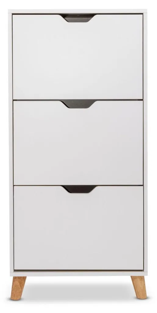 Meuble chaussures gain de place blanc 55 cm de large 18 paires de bois