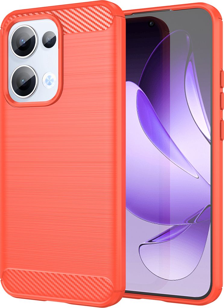 Hülle für OPPO Reno13 Carbon-Faser Weich TPU Silikon Stoßfest Handyhülle Rot