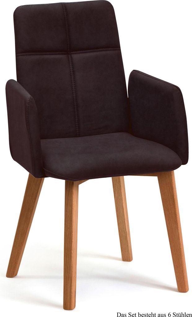 Armlehnstuhl (6er-Set) Dardana 52x92x60 Eiche geölt/Espresso