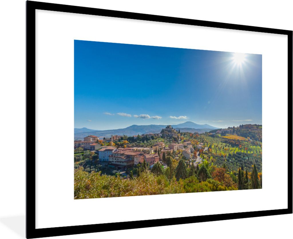 MuchoWow Gerahmtes Poster Toskana - Italien - Sonne 90x60 cm - Poster mit Schwarzem Bilderrahmen Wandposter Rahmen Foto Bilder - Wanddekoration -...